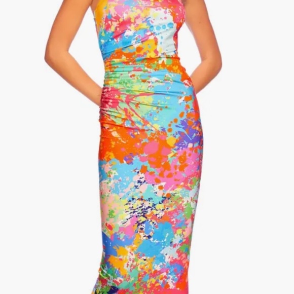 Splatter Print Midi Tube Dress - Picture 2 of 4